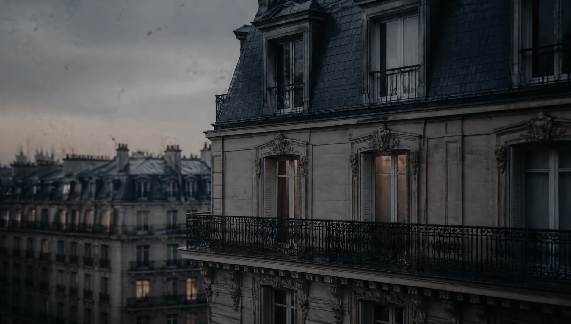 Parisian rooftops at dusk